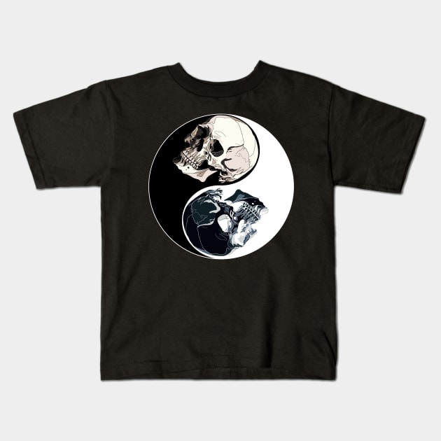 Skull Yin Yang symbol Kids T-Shirt by DaveDanchuk